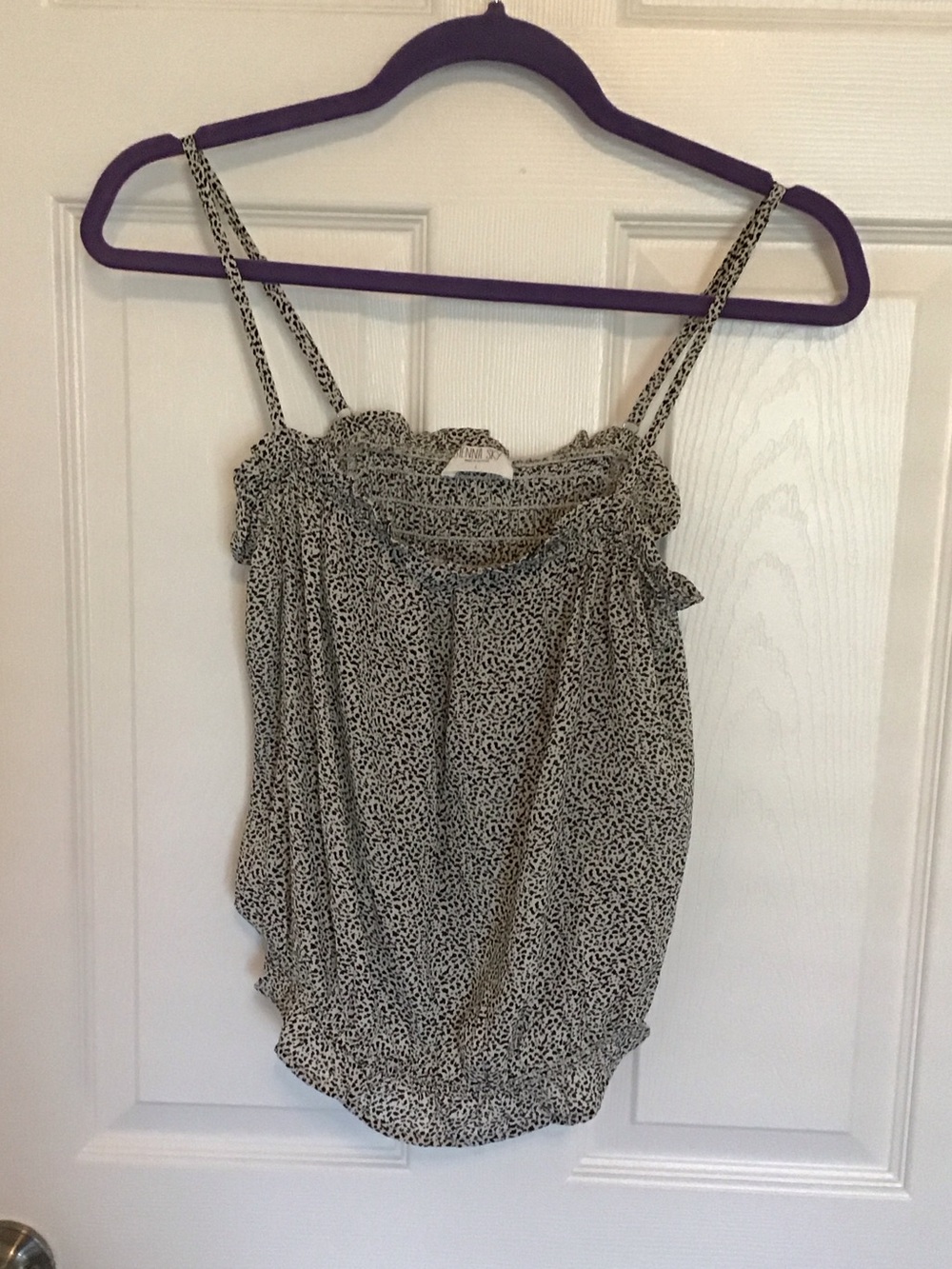 Sienna Sky Black & White Smocked Neck Spaghetti Strap Cami